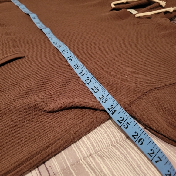 Aerie Women's M Brown waffle knit Hoodie oversized boxy loungewear athleisure - Picture 13 of 14